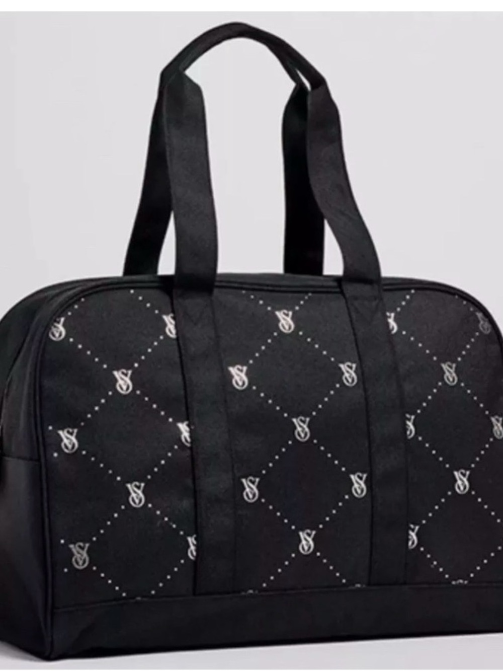 Victoria's Secret Black Quilted Monogram Duffel Bag